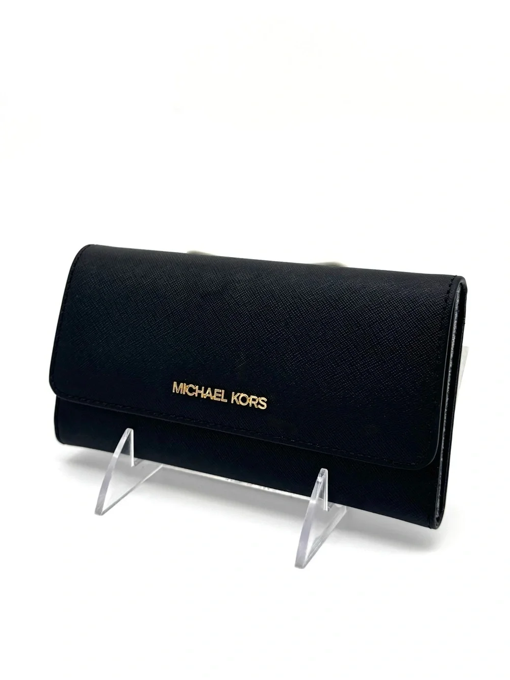 Michael Kors Large Jet Set Travel Trifold Wallet - Black/Gold